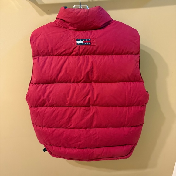 VTG 90s Tommy Hilfiger Reversible Puffer Vest M Crest Tartan Plaid Down Mens - Picture 7 of 15